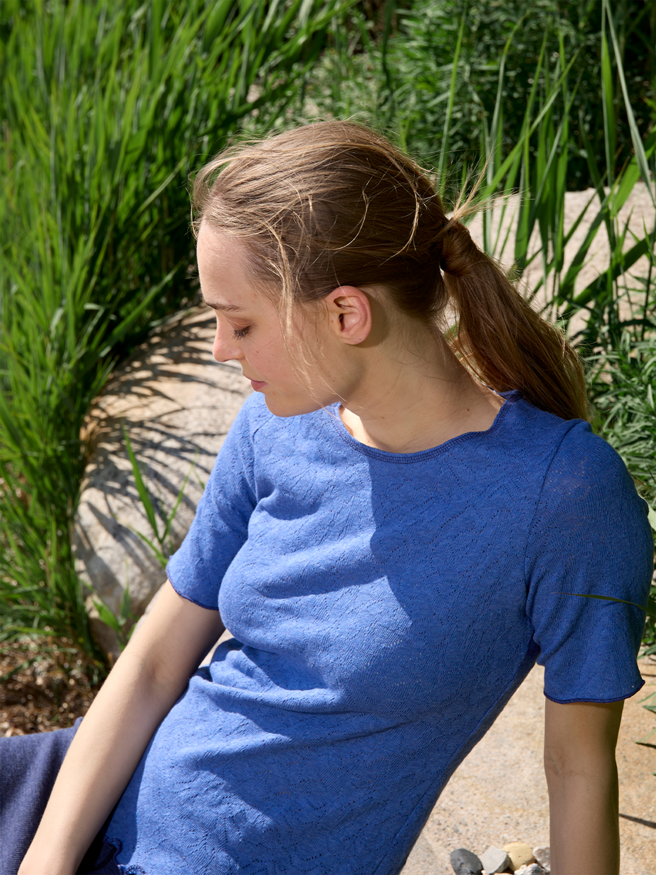 Shirt s/s jacquard organic cotton